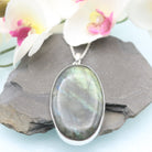 Hepburn and Hughes Labradorite Pendant, Large Oval in Sterling Silver