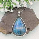 Hepburn and Hughes Labradorite Statement Pendant | Teardrop | Sterling Silver