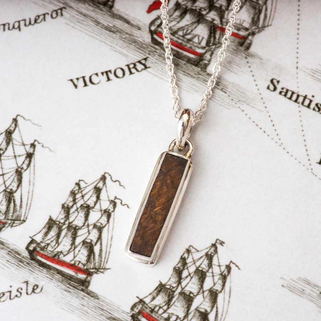 Hepburn and Hughes Ladies Nautical Pendant | Made with Reclaimed Oak from HMS Victory | Sterling Silver