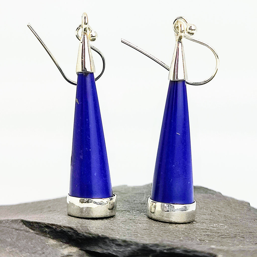 Hepburn and Hughes Lapis Lazuli Earrings | Long Cone | Blue Gemstone | Sterling Silver
