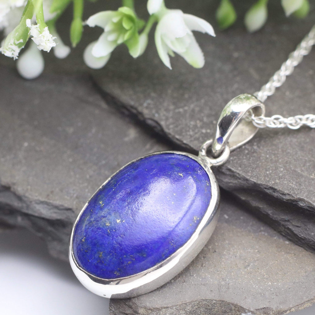 Hepburn and Hughes Lapis Lazuli Pendant, Small oval in Sterling Silver
