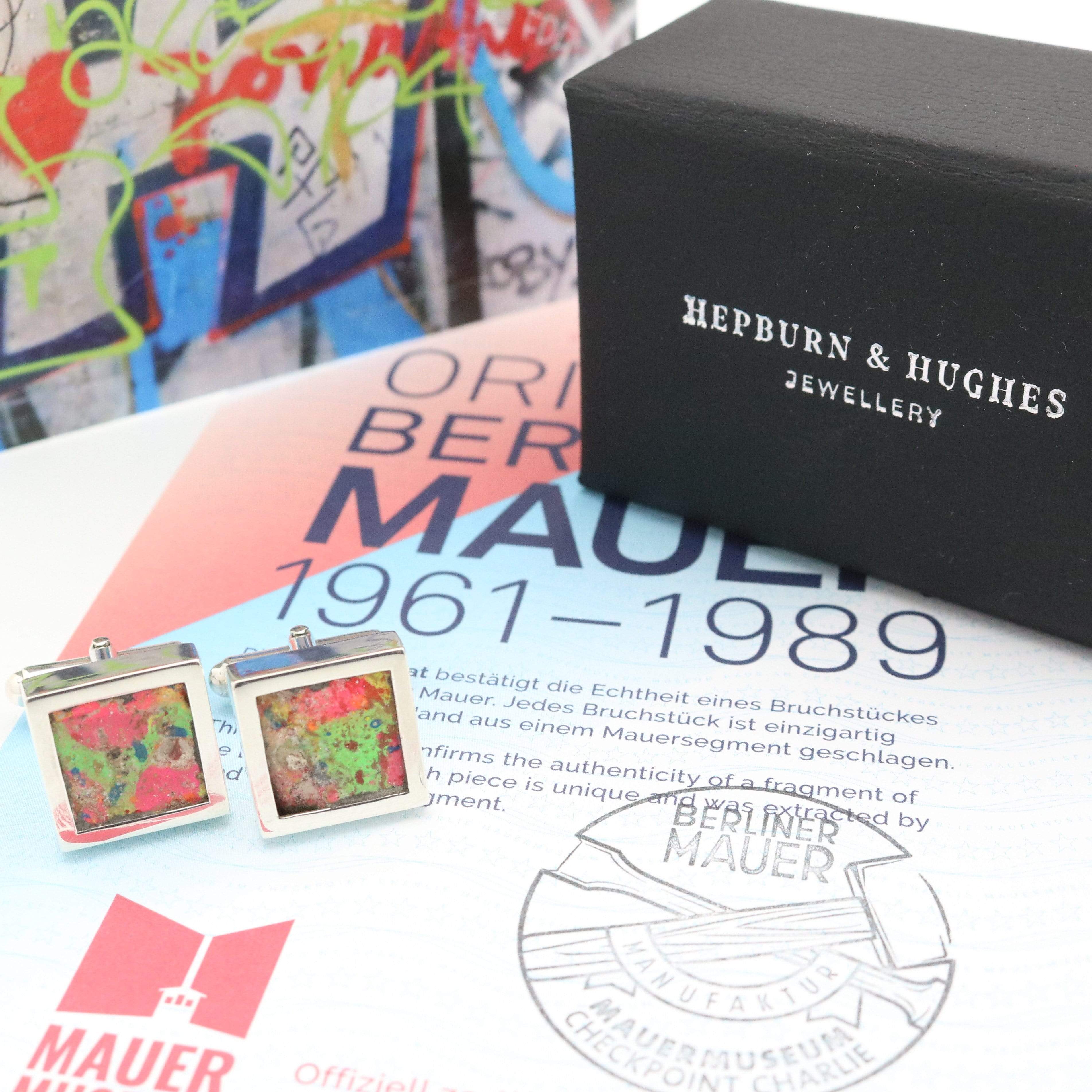 Hepburn and Hughes Limited Edition: Berlin Wall Graffiti Cufflinks in Sterling Silver