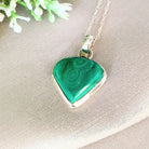 Hepburn and Hughes Malachite Pendant | 22mm Triangle | Sterling Silver