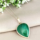 Hepburn and Hughes Malachite Pendant | 28mm Teardrop | Sterling Silver