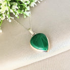 Hepburn and Hughes Malachite Pendant | 28mm Teardrop | Sterling Silver