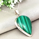 Hepburn and Hughes Malachite Pendant | 35mm Teardrop | Sterling Silver