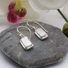 Hepburn and Hughes Meteorite Earrings, Rectangular drop in Sterling Silver