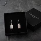 Hepburn and Hughes Meteorite Earrings, Rectangular drop in Sterling Silver