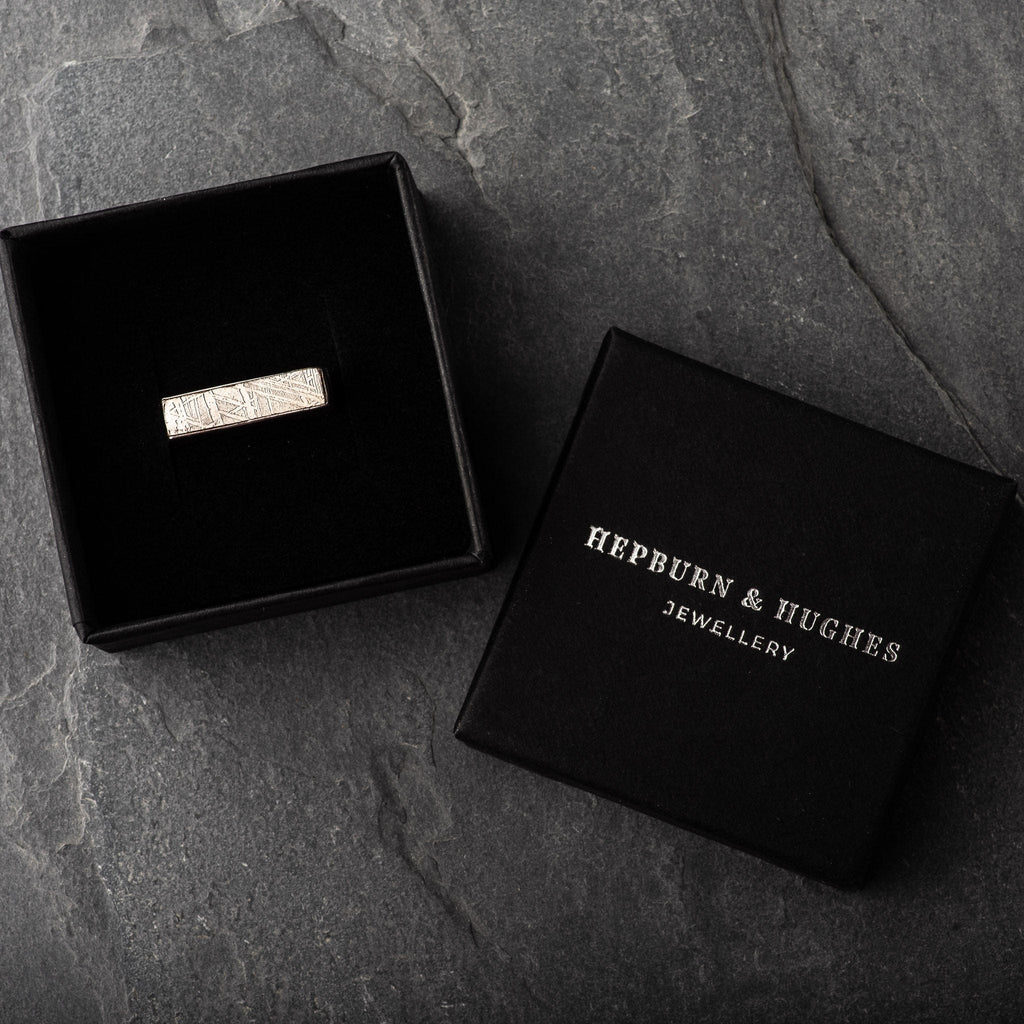 Hepburn and Hughes Meteorite Ring for ladies and men, in Sterling Silver