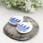 Hepburn and Hughes Minton Pottery Circular Earrings in Sterling Silver