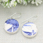 Hepburn and Hughes Minton Pottery Circular Earrings in Sterling Silver