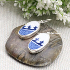 Hepburn and Hughes Minton Pottery Oval Earrings in Sterling Silver