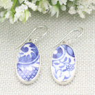 Hepburn and Hughes Minton Pottery Oval Earrings in Sterling Silver