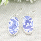 Hepburn and Hughes Minton Pottery Oval Earrings in Sterling Silver