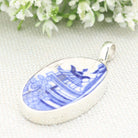 Hepburn and Hughes Minton Pottery Oval Pendant in Sterling Silver