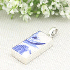 Hepburn and Hughes Minton Pottery Rectangular Pendant in Sterling Silver