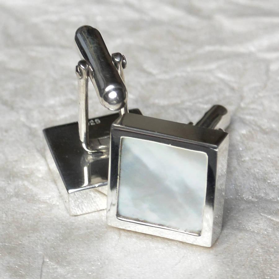 Hepburn and Hughes Mother of Pearl Cufflinks in Sterling Silver