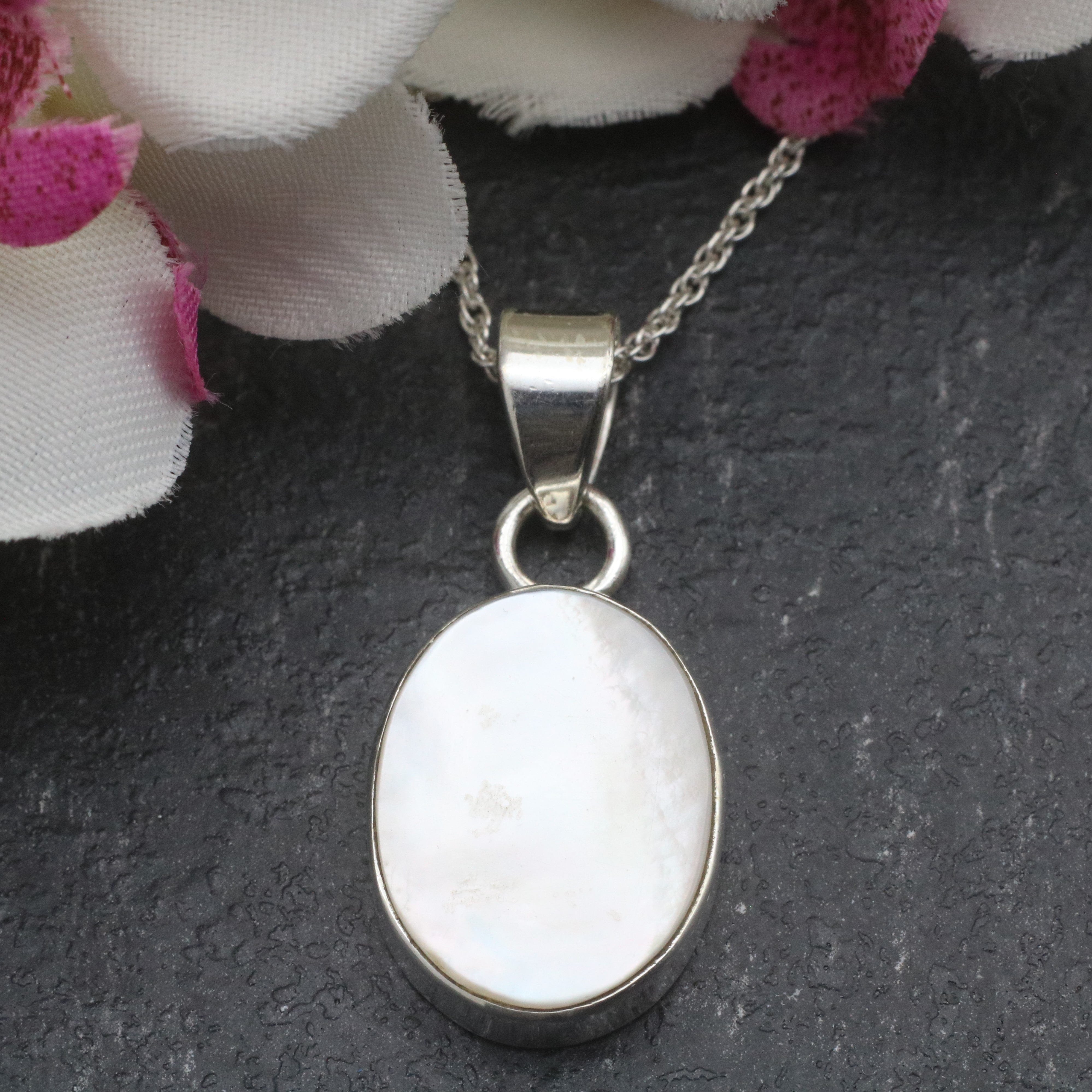 Hepburn and Hughes Mother of Pearl Pendant | Oval | Sterling Silver