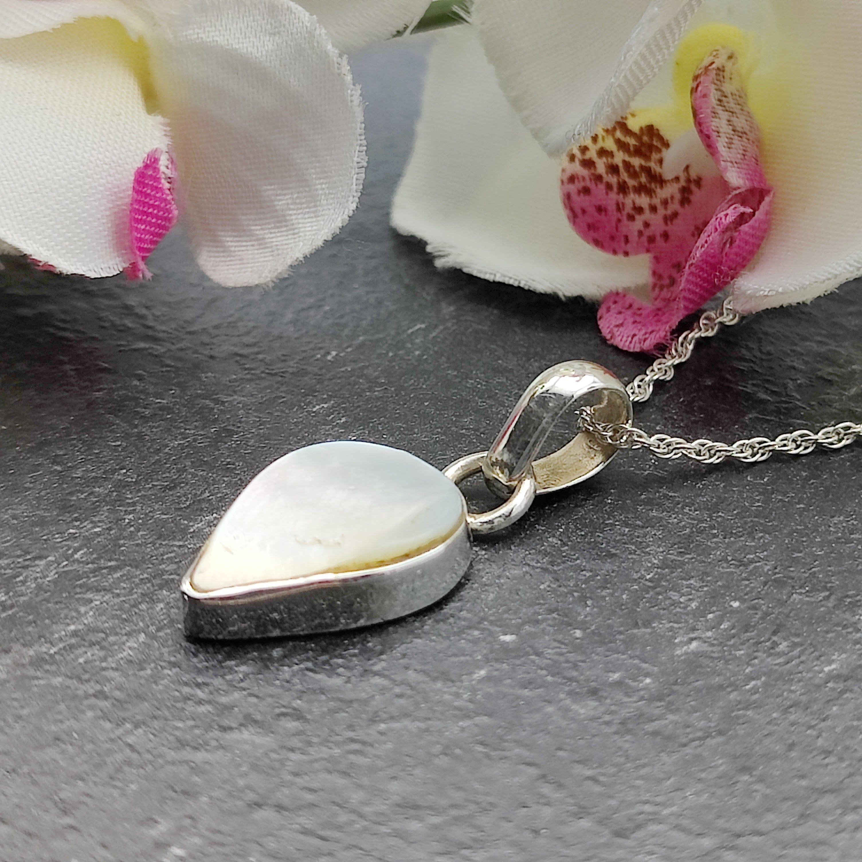 Hepburn and Hughes Mother of Pearl Pendant | Teardrop | Sterling Silver