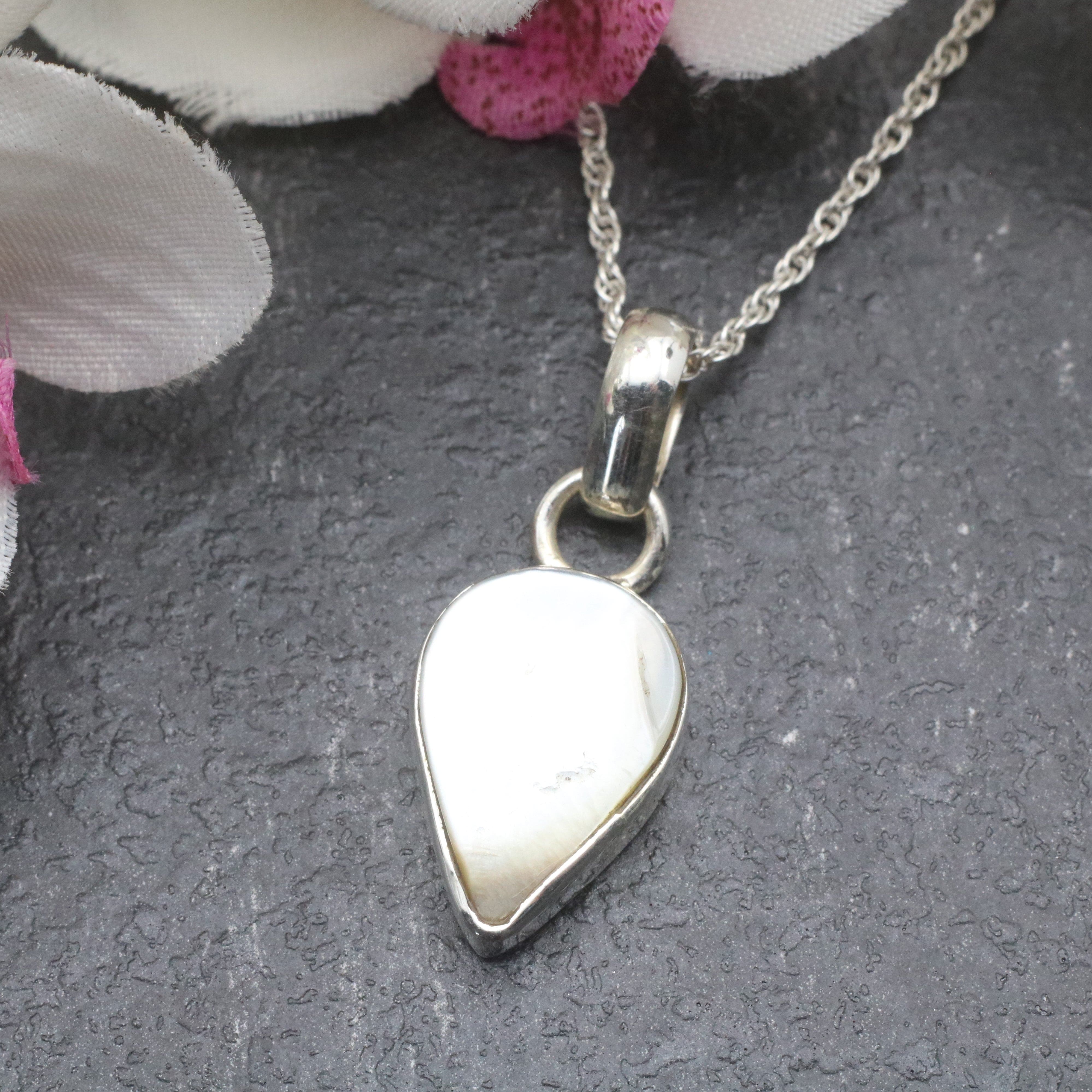 Hepburn and Hughes Mother of Pearl Pendant | Teardrop | Sterling Silver