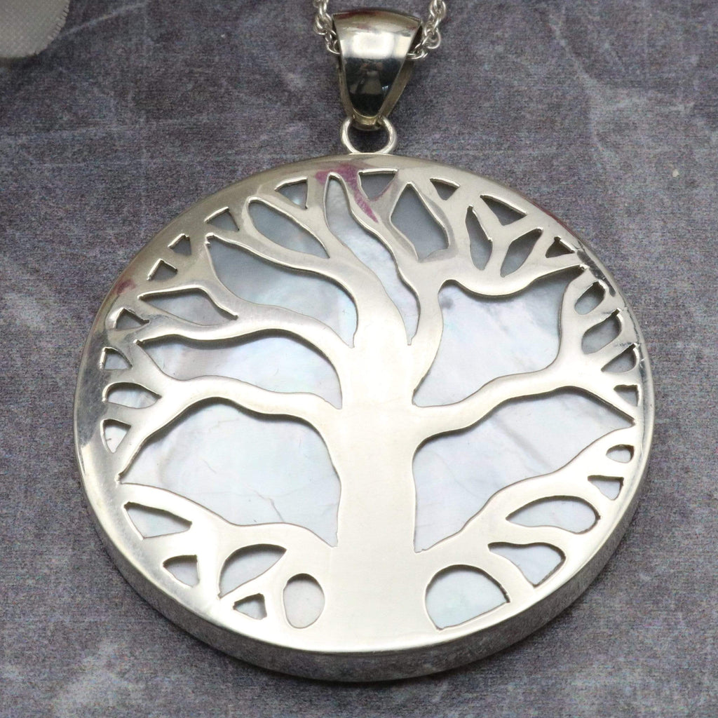 Hepburn and Hughes Mother of Pearl Pendant, with Tree of Life in Sterling Silver