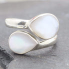 Hepburn and Hughes Mother of Pearl Ring | Adjustable band | Double teardrop | Sterling Silver