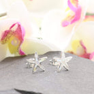 Hepburn and Hughes Mother of Pearl Starfish Stud Earrings | White Mosaic | Sterling Silver