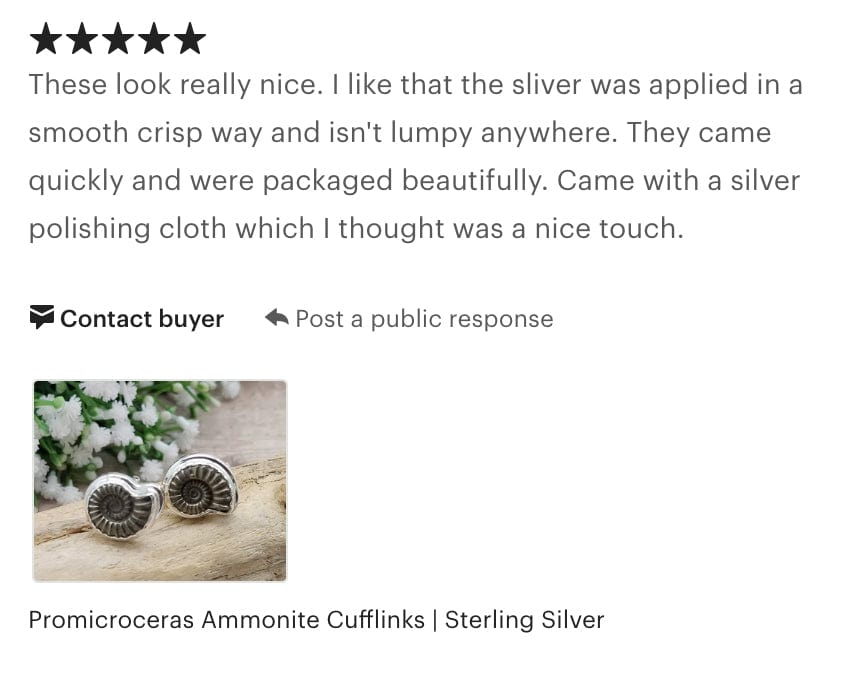 Hepburn and Hughes Promicroceras Ammonite Cufflinks | Sterling Silver