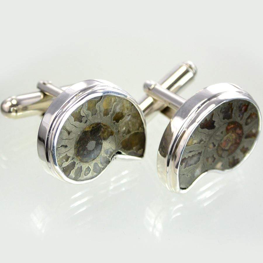 Hepburn & Hughes Pyrite Ammonite Cufflinks | French Ammonites | Sterling Silver