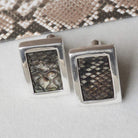 Hepburn and Hughes Python Snakeskin Cufflinks in Sterling Silver