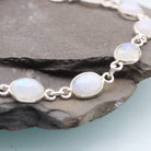 Hepburn and Hughes Rainbow Moonstone Bracelet | 11 x small ovals | Sterling Silver