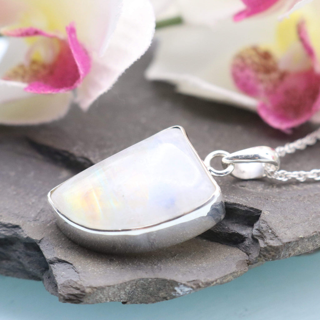 Hepburn and Hughes Rainbow Moonstone Pendant | Abstract | Sterling Silver