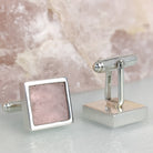 Hepburn and Hughes Rose Quartz Cufflinks | January Birthstone | Sterling Silver