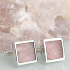 Hepburn and Hughes Rose Quartz Cufflinks | January Birthstone | Sterling Silver