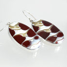 Hepburn and Hughes Seashell Earrings, Burgundy Oval Troca in Sterling Silver