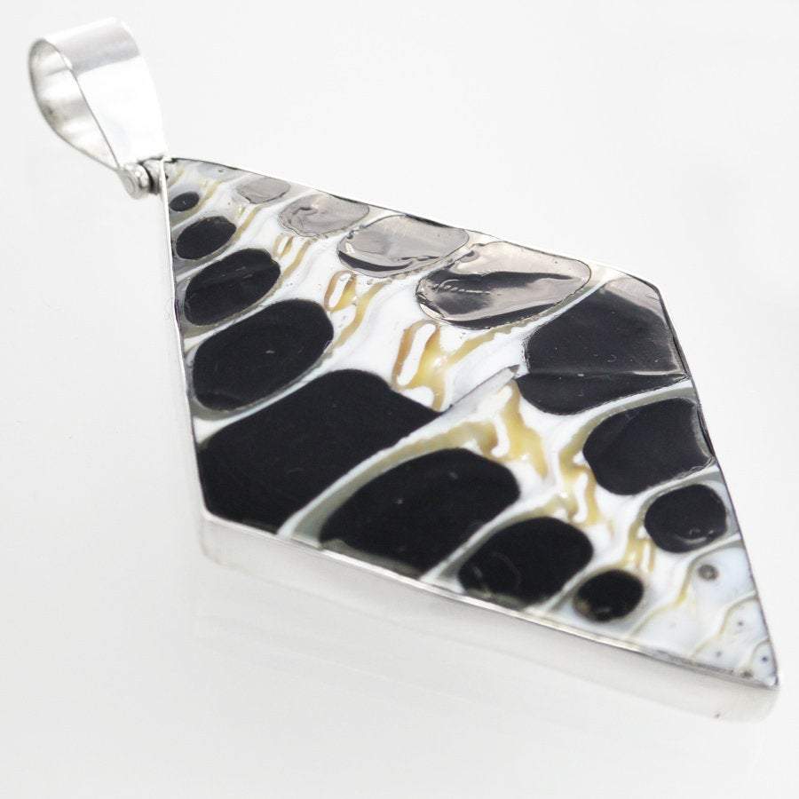 Hepburn and Hughes Seashell Pendant, Black Large Diamond Troca in Sterling Silver
