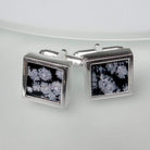 Hepburn and Hughes Snowflake Obsidian Cufflinks in Sterling Silver