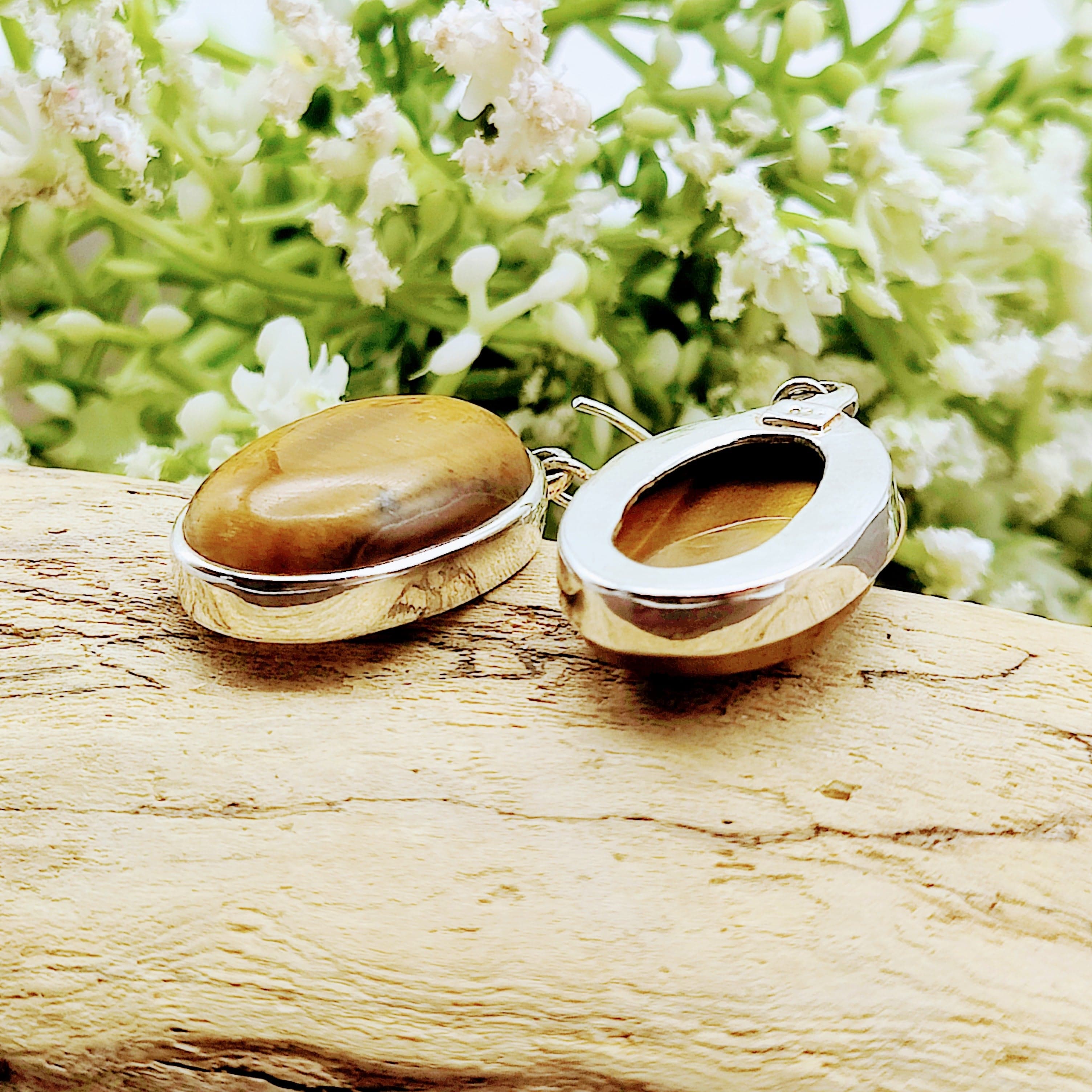 Hepburn and Hughes Tigers Eye Earrings | Oval | Sterling Silver