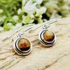 Hepburn and Hughes Tigers Eye Earrings | Small Circle | Sterling Silver