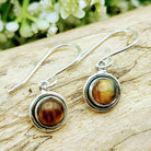 Hepburn and Hughes Tigers Eye Earrings | Small Circle | Sterling Silver