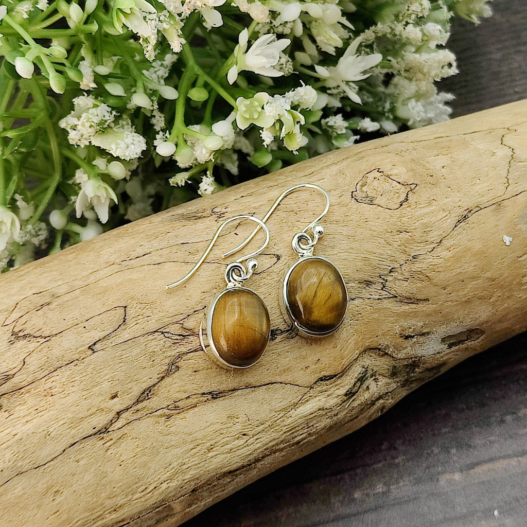 Hepburn and Hughes Tigers Eye Earrings | Small Oval| Sterling Silver