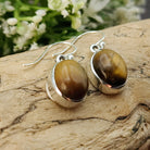 Hepburn and Hughes Tigers Eye Earrings | Small Oval| Sterling Silver