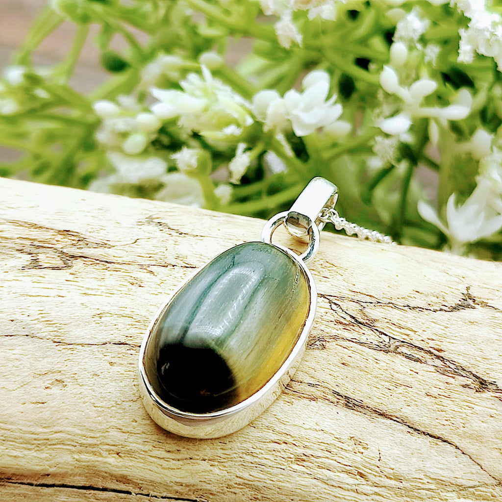 Hepburn and Hughes Tigers Eye Pendant | Small Oval | Sterling Silver