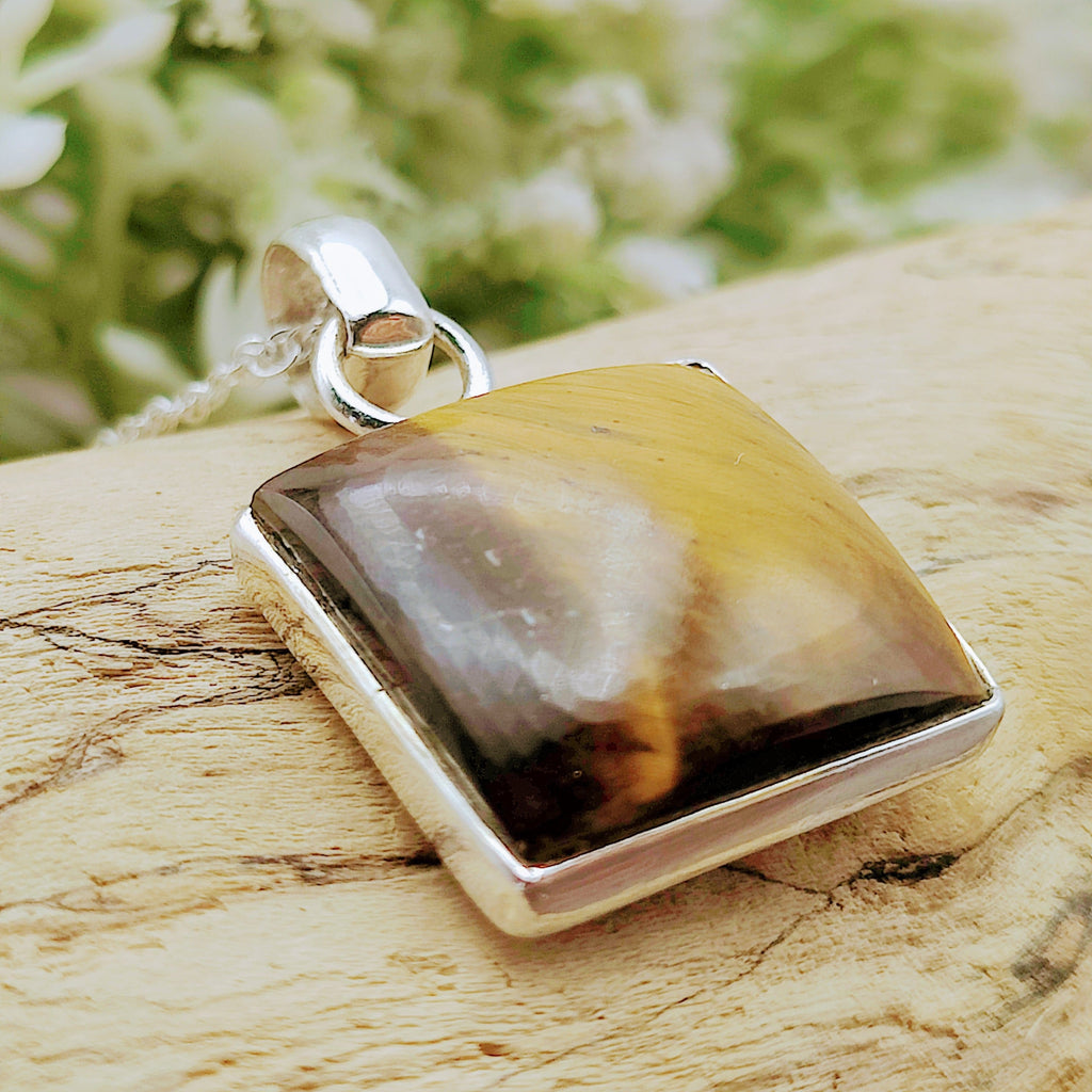 Hepburn and Hughes Tigers Eye Pendant | Square | Sterling Silver