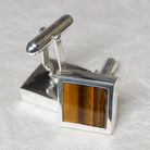 Hepburn and Hughes Tigers Eye Quartz Cufflinks in Sterling Silver