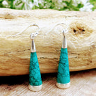 Hepburn and Hughes Turquoise Earrings | Long Cone Earrings |  December Birthstone | Sterling Silver