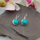 Hepburn and Hughes Turquoise Earrings | Stud and Ear Wire | Circular |  Sterling Silver