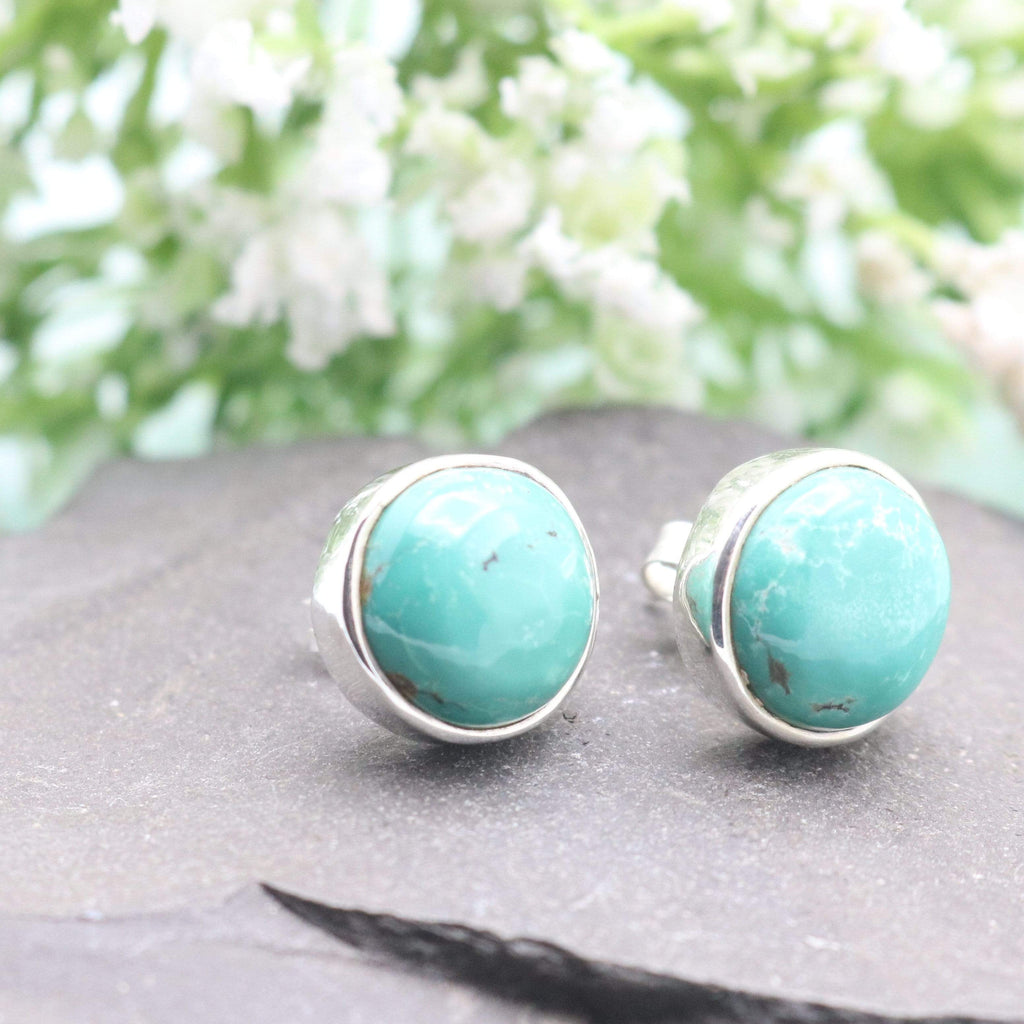 Hepburn and Hughes Turquoise Earrings | Stud and Ear Wire | Circular |  Sterling Silver