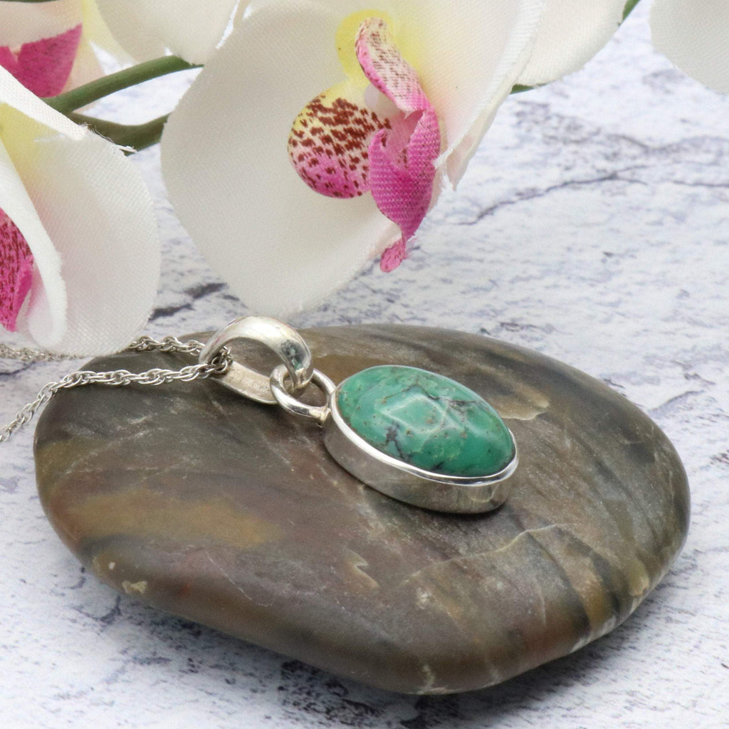 Hepburn and Hughes Turquoise Pendant, Small Oval in Sterling Silver