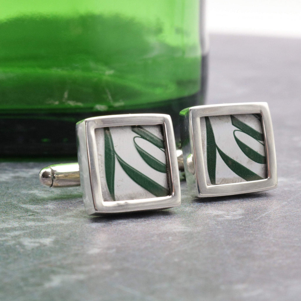 Hepburn and Hughes Up-cycled Gin Bottle Cufflinks in Sterling Silver